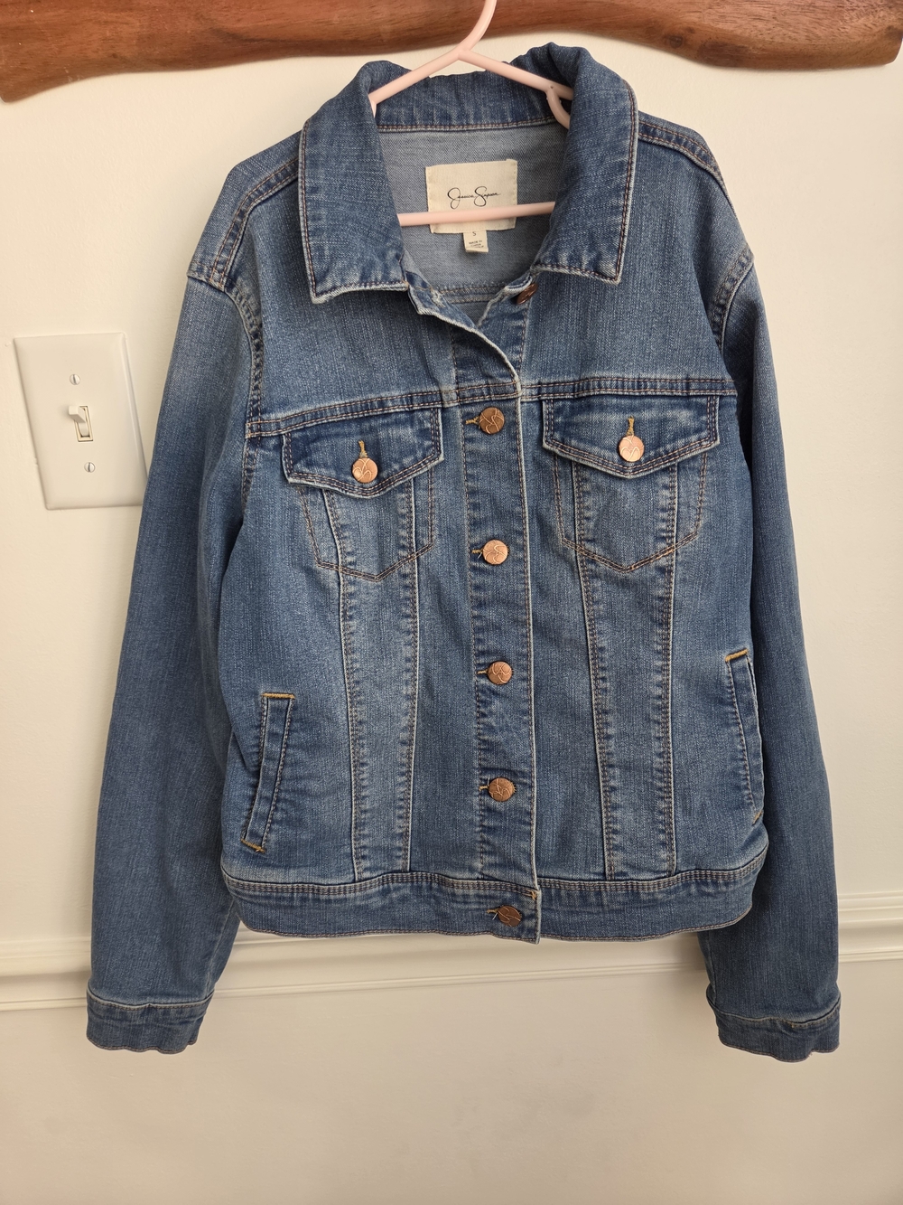 Jessica Simpson Medium Blue Denim Jacket with Copper Buttons